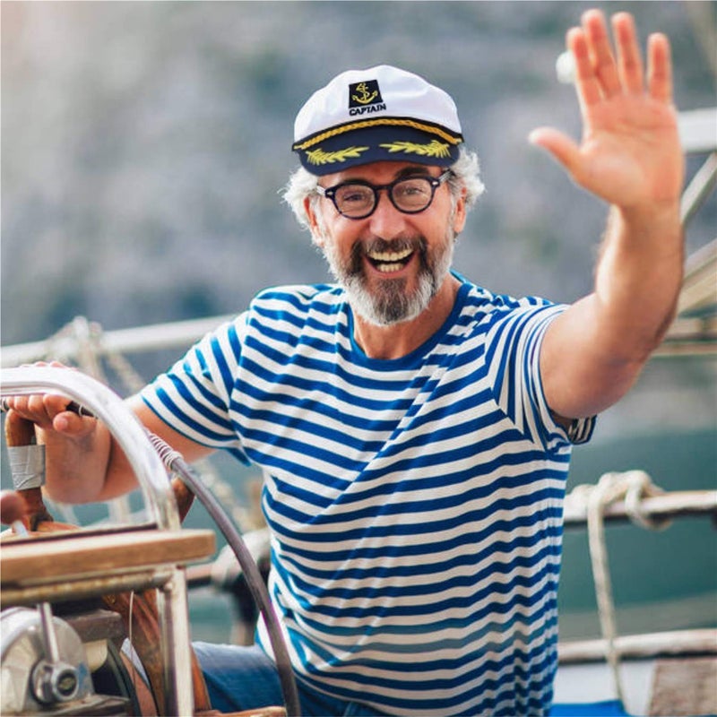 D-Fokes 2 Pieces Navy Marine Admiral Style Hat - Adjustable Ship Sailor Cap Yacht Boat Captain Hat Funny Party Hats for Adult Costume Accessory - Image 5